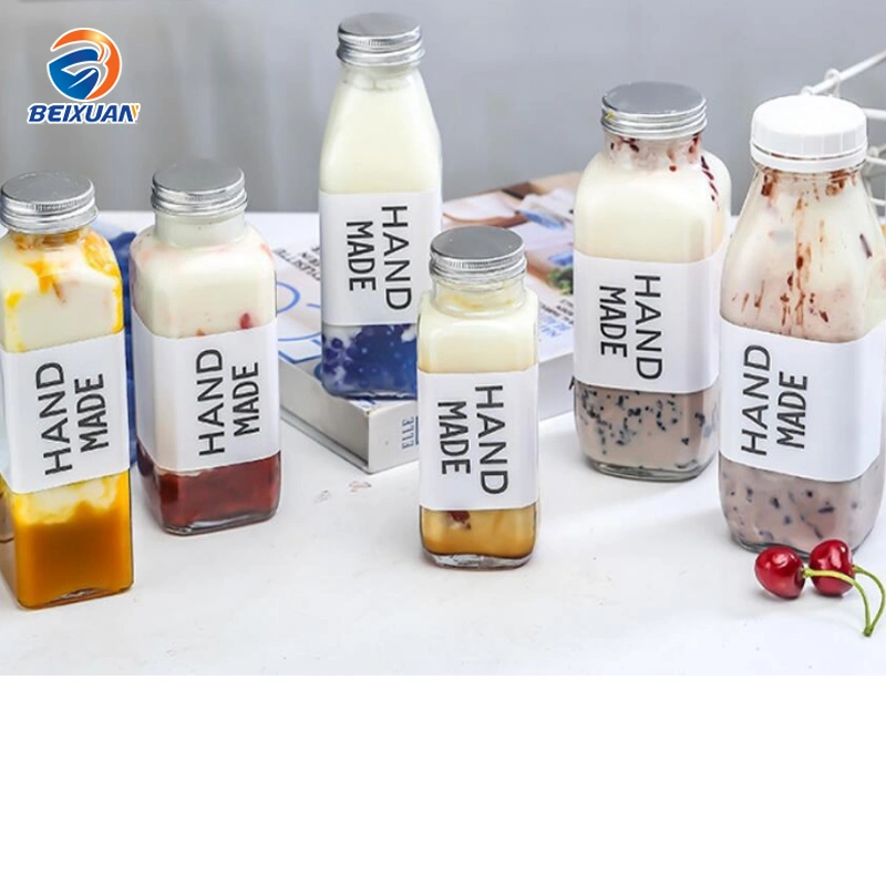 250ml New Square Beverage Glass Bottles Juice Milk Tea Coffee