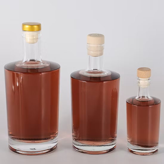 100ml 375ml 500ml 750ml Liquor Glass Bottle for Vodka Gin Whiskey Rum with Cork
