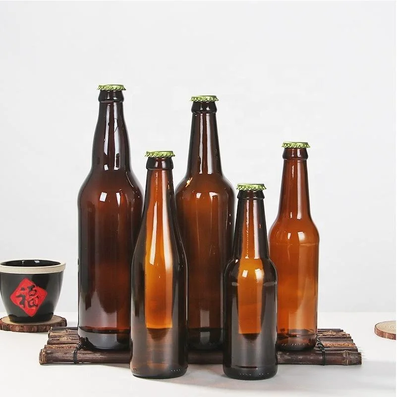 Empty 250ml 330ml 450ml 500ml 620ml 650ml 750ml Free Design Green Amber Brown Blue Soda Beer Glass Bottle Wholesale for Juice Drinks Lager Bier Glass Bottles