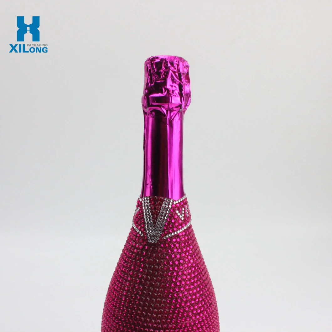 Custom Design Stick Diamond Glass Bottle Beverage Champagne Bottle for Sale