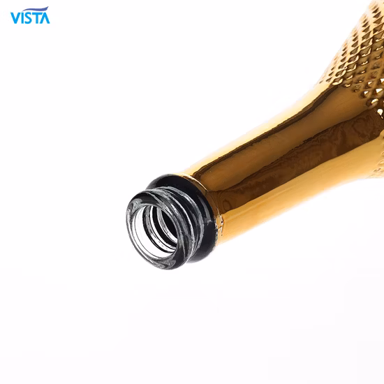 王冠キャップ付き750mlゴールド亜鉛メッキガラスシャンパンボトル