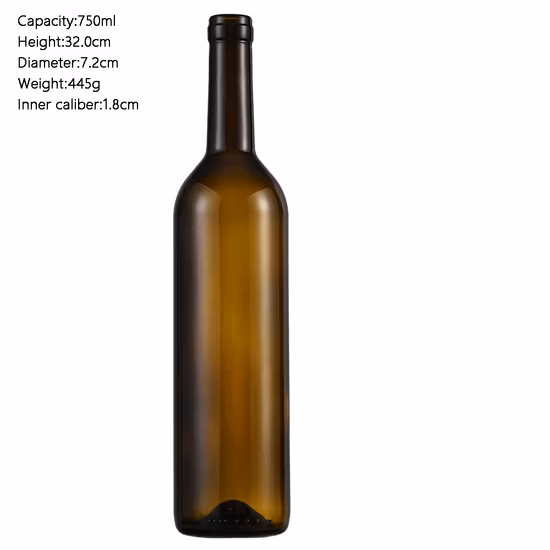 卸売 750 ミリリットル赤ワインボトルダークグリーン高級空ブルゴーニュシャンパンワイングラスボトル